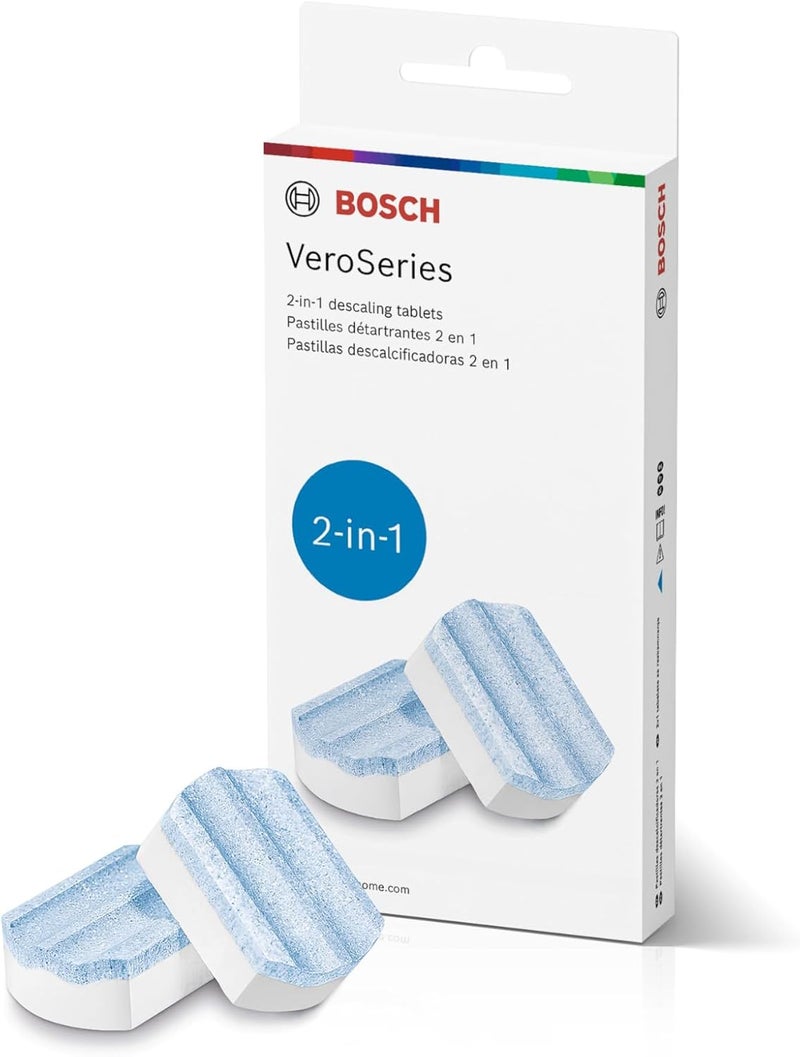 BOSCH Original TCZ8002US Descaling Tablets, 3 Tablets Per Pack, 2-in-1 Eliminates Limescale and Protects Against Corrosion VeroCafe Fully Automatic Espresso Machines - Image 1